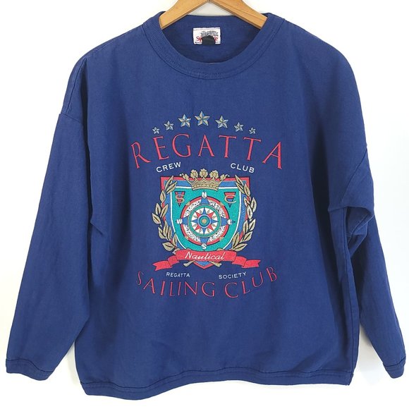 Sycamore Tops - Vtg Sycamore Brand Graphic Top Sweatshirt OSFA Regatta Sailing Club Distressed